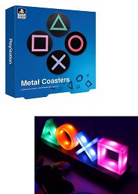 Offizielles Playstation Icons LED Licht + PlayStation Buttons Metall Untersetzer 4er-Set (Merchandise)